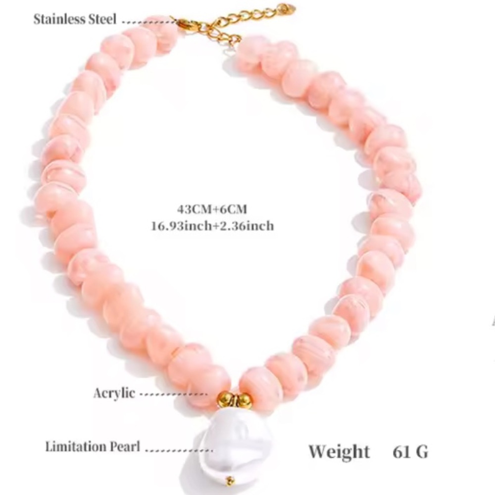 Chic Ruby Red Stone Necklace With Baroque Pearl - image 4